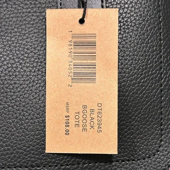 BRAND NEW WITH TAGS STEVE MADDEN MATTE BLACK BGOOSE TOTE. - Picture 9 of 11
